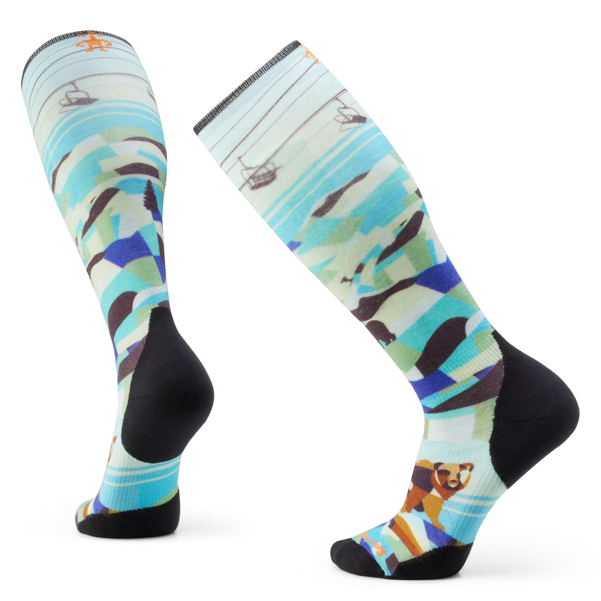 smart wool dress socks men Smartwool Ski Targeted Cushion Bear Country Print Socks Capri / XL