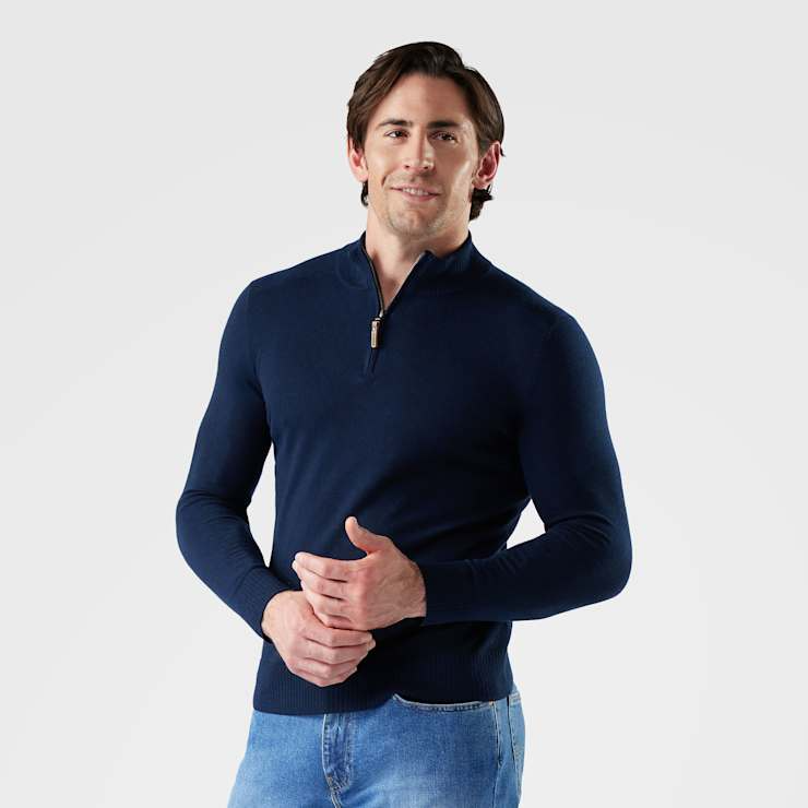Smartwool Men's Sparwood 1/2 Zip Sweater-Deep Navy Heather-Killington Sports
