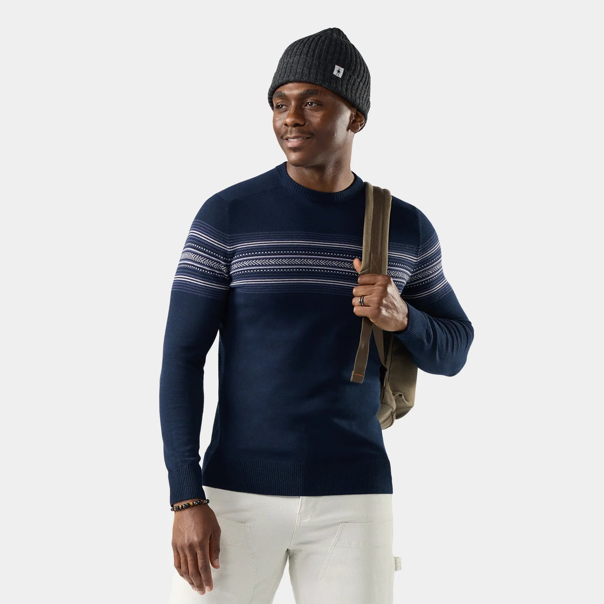 Smartwool Men's Sparwood Stripe Crew Sweater-Deep Navy-Killington Sports