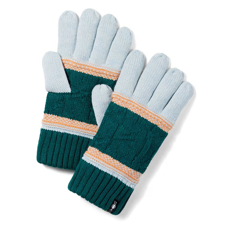 Smartwool Popcorn Cable Glove-Emerald Green/Apricot-Killington Sports