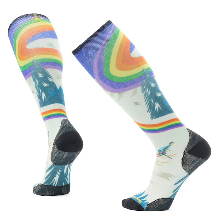 Smartwool Ski Zero Cushion Rainbow Trails Print OTC Socks-Laguna Blue-Killington Sports