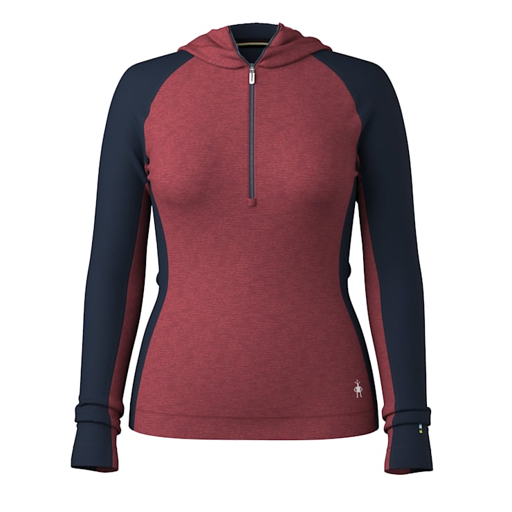 Smartwool Women's Classic Thermal Merino Base Layer 1/2 Zip Hoodie-Currant Heather-Killington Sports