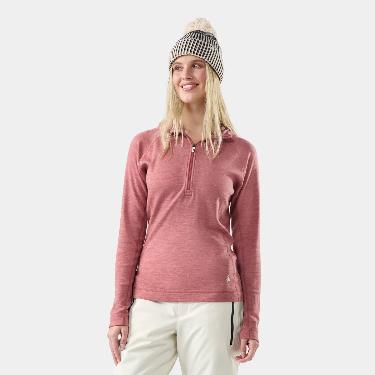 Smartwool Women's Classic Thermal Merino Base Layer 1/2 Zip Hoodie-Rosewood Heather-Killington Sports