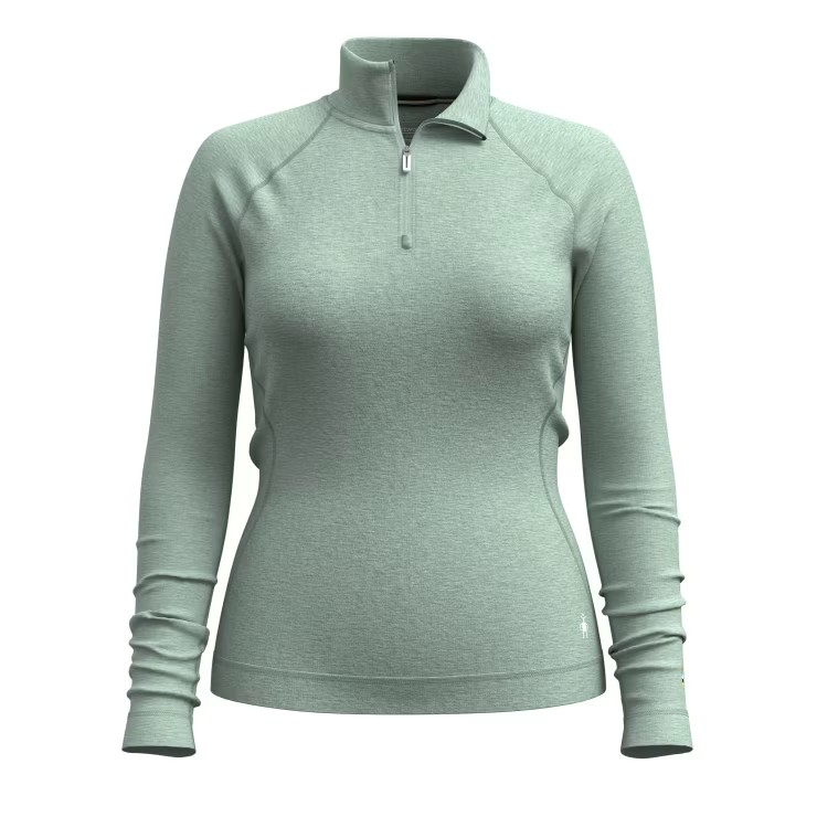 Smartwool Women's Classic Thermal Merino Base Layer 1/4 Zip-Arctic Green Heather-Killington Sports