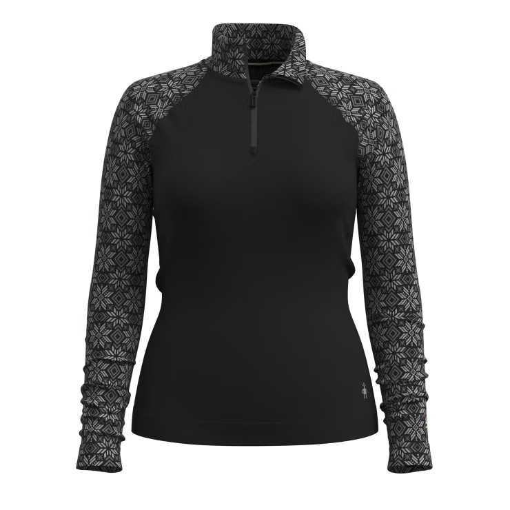 Smartwool Women's Classic Thermal Merino Base Layer 1/4 Zip-Black Digi Snow-Killington Sports