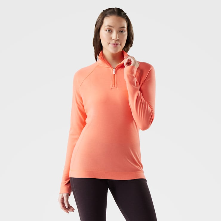 Smartwool Women's Classic Thermal Merino Base Layer 1/4 Zip-Coral Reef-Killington Sports