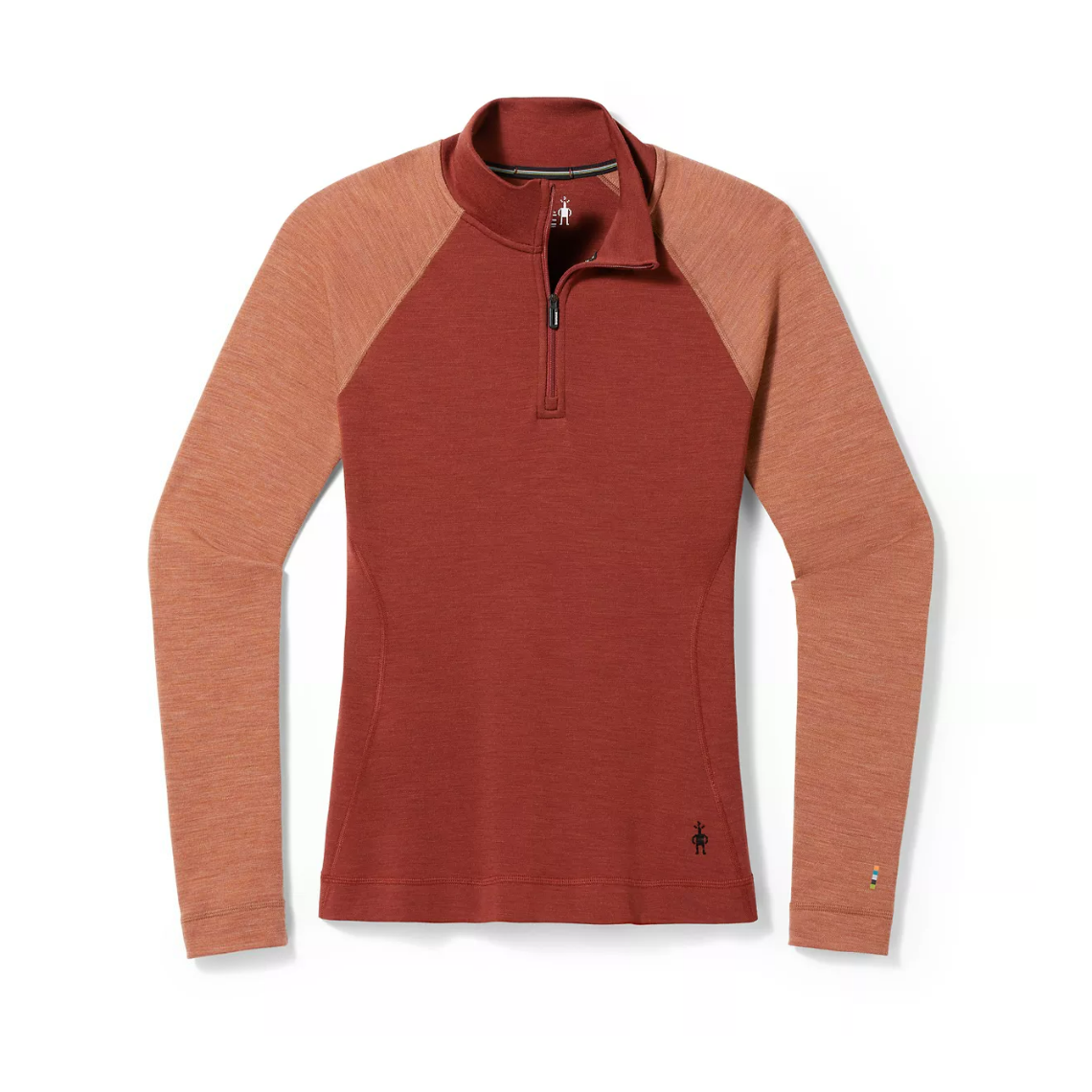 Smartwool Women's Classic Thermal Merino Base Layer 1/4 Zip-Pecan Brown Heather-Killington Sports