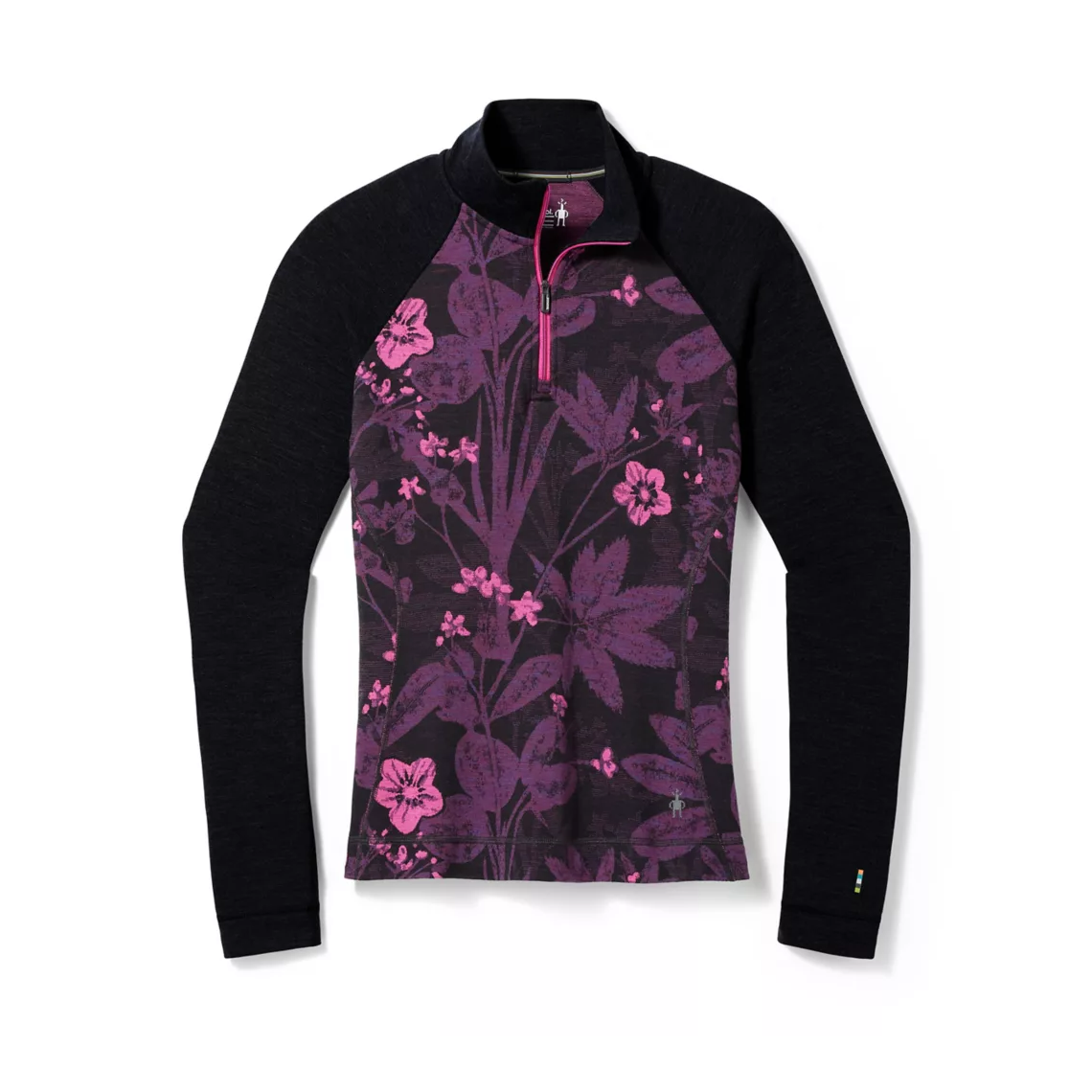 Smartwool Women's Classic Thermal Merino Base Layer 1/4 Zip-Purple Iris Floral-Killington Sports