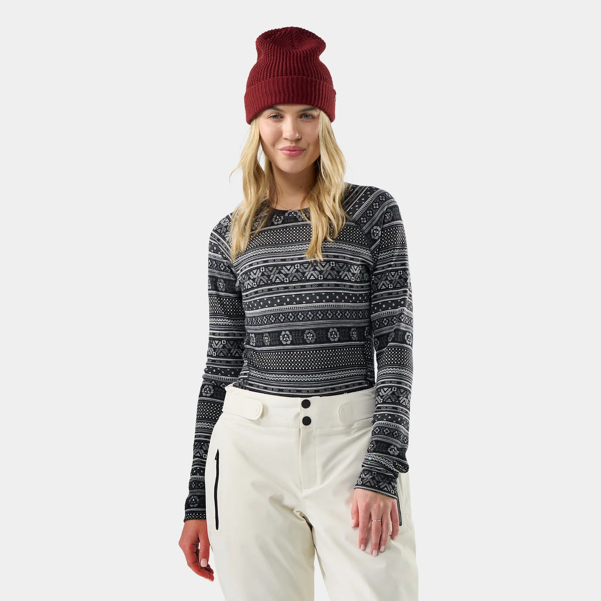 Smartwool Women's Classic Thermal Merino Base Layer Crew-Nightfall Fair Isle Fun-Killington Sports