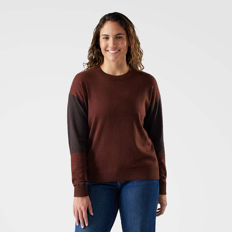 Smartwool Women's Edgewood Crew Sweater-Pecan Brown/Mink-Killington Sports