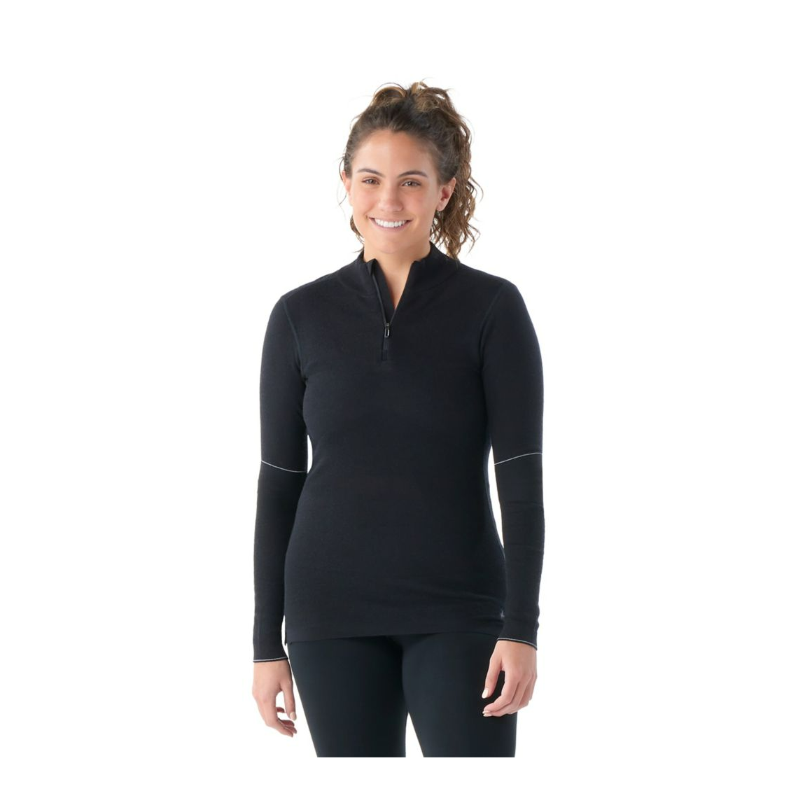 Smartwool Women's Intraknit Thermal Max Merino Base Layer 1/4 Zip-Black-Killington Sports