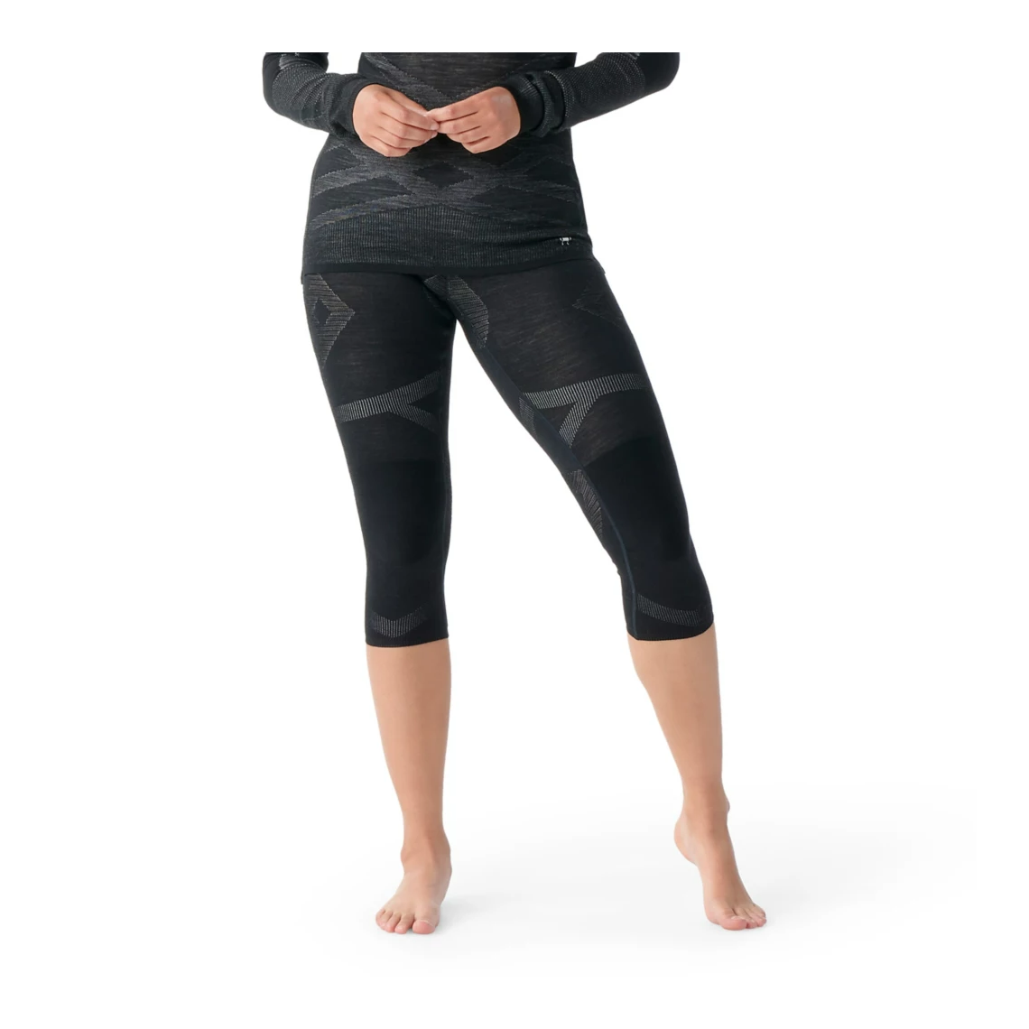 Smartwool Women's Intraknit Thermal Merino Base Layer 3/4 Bottom-Black/White-Killington Sports