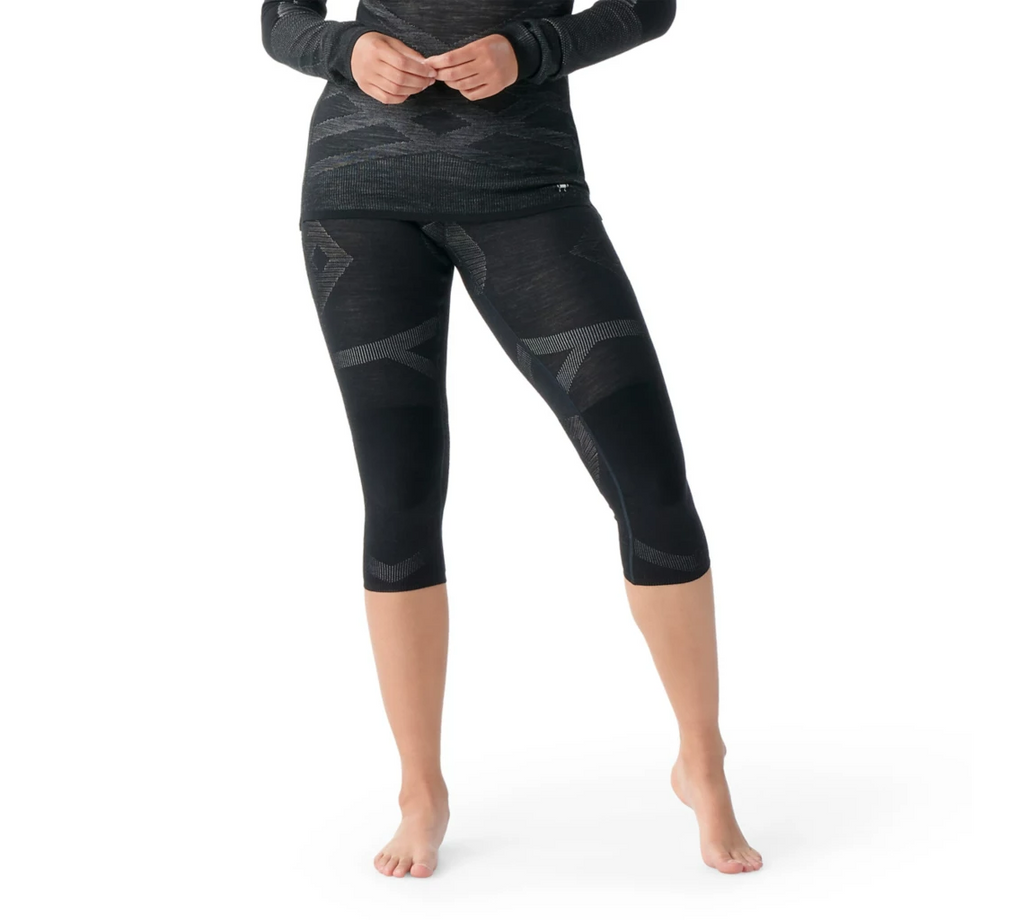 Smartwool Women's Intraknit Thermal Merino Base Layer 3/4 Bottom-Black/White-Killington Sports