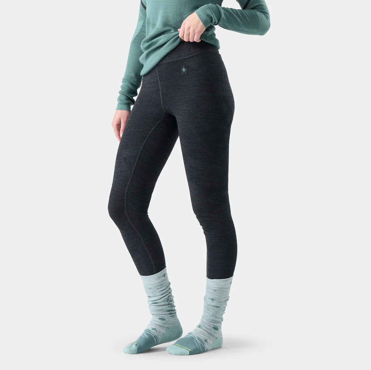 Smartwool Women's Intraknit Thermal Merino Base Layer Bottom-Charcoal/Dusty Teal-Killington Sports