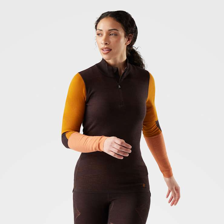 Smartwool Women's Intraknit™ Thermal Merino Base Layer Colorblock 1/4 Zip-Mink-Killington Sports