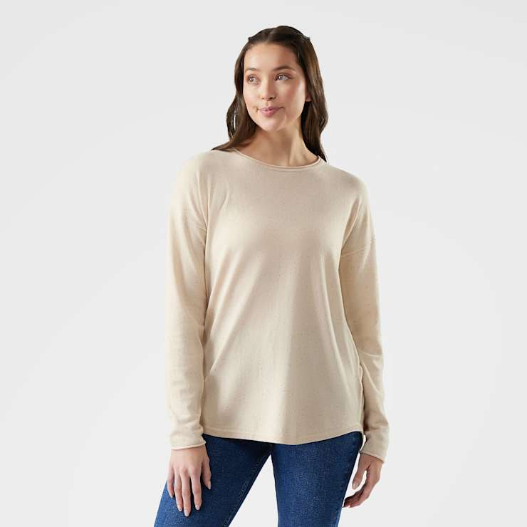Smartwool Women's Shadow Pine Colorblock Crew Sweater-Almond Donegal-Killington Sports