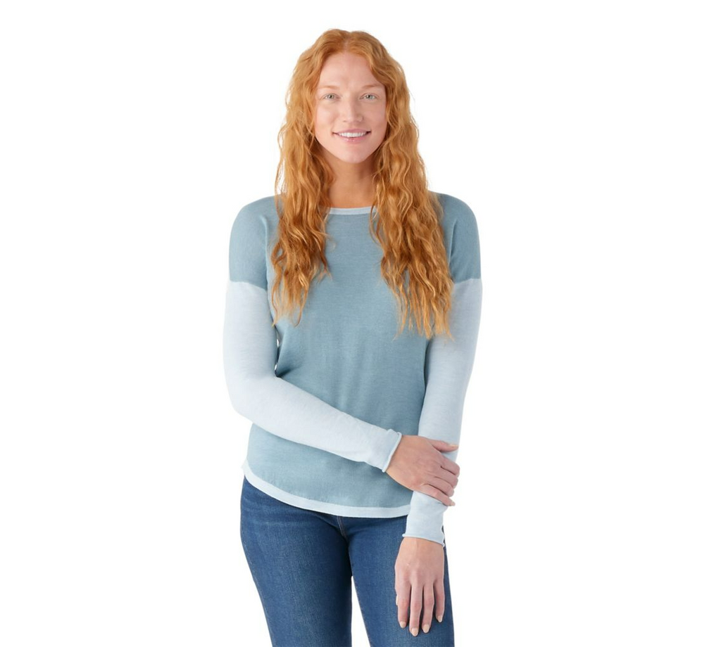 Smartwool Women's Shadow Pine Colorblock Sweater-Lead Heather-Killington Sports