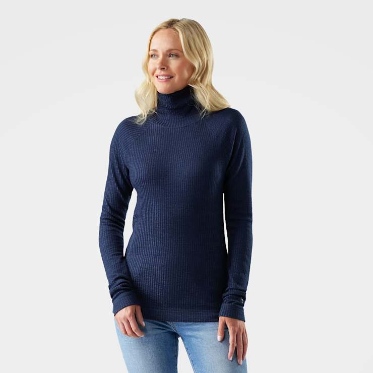 Smartwool Women's Thermal Merino Rib Turtleneck-Nightfall/Deep Navy-Killington Sports