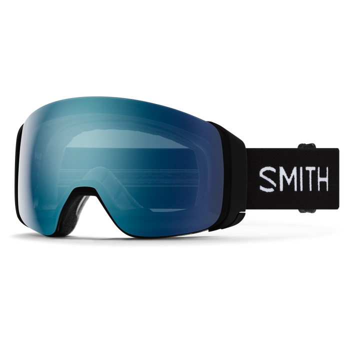 Smith 4D Mag Goggles + Bonus Lens-Black + ChromaPop Everyday Blue Mirror & Storm Blue-Killington Sports