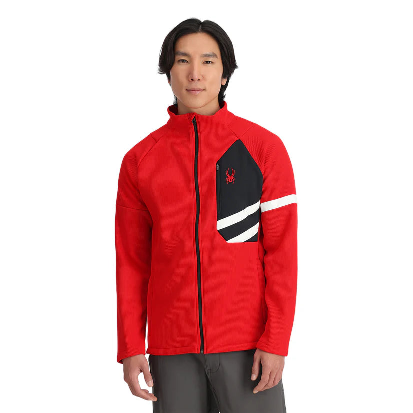 Spyder Men's Wengen Bandit Full Zip Fleece Jacket-Spyder Red-Killington Sports