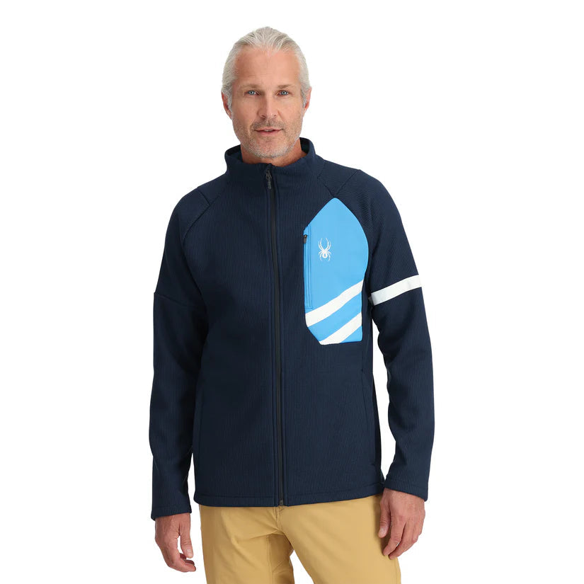 Spyder Men's Wengen Bandit Full Zip Fleece Jacket-True Navy-Killington Sports