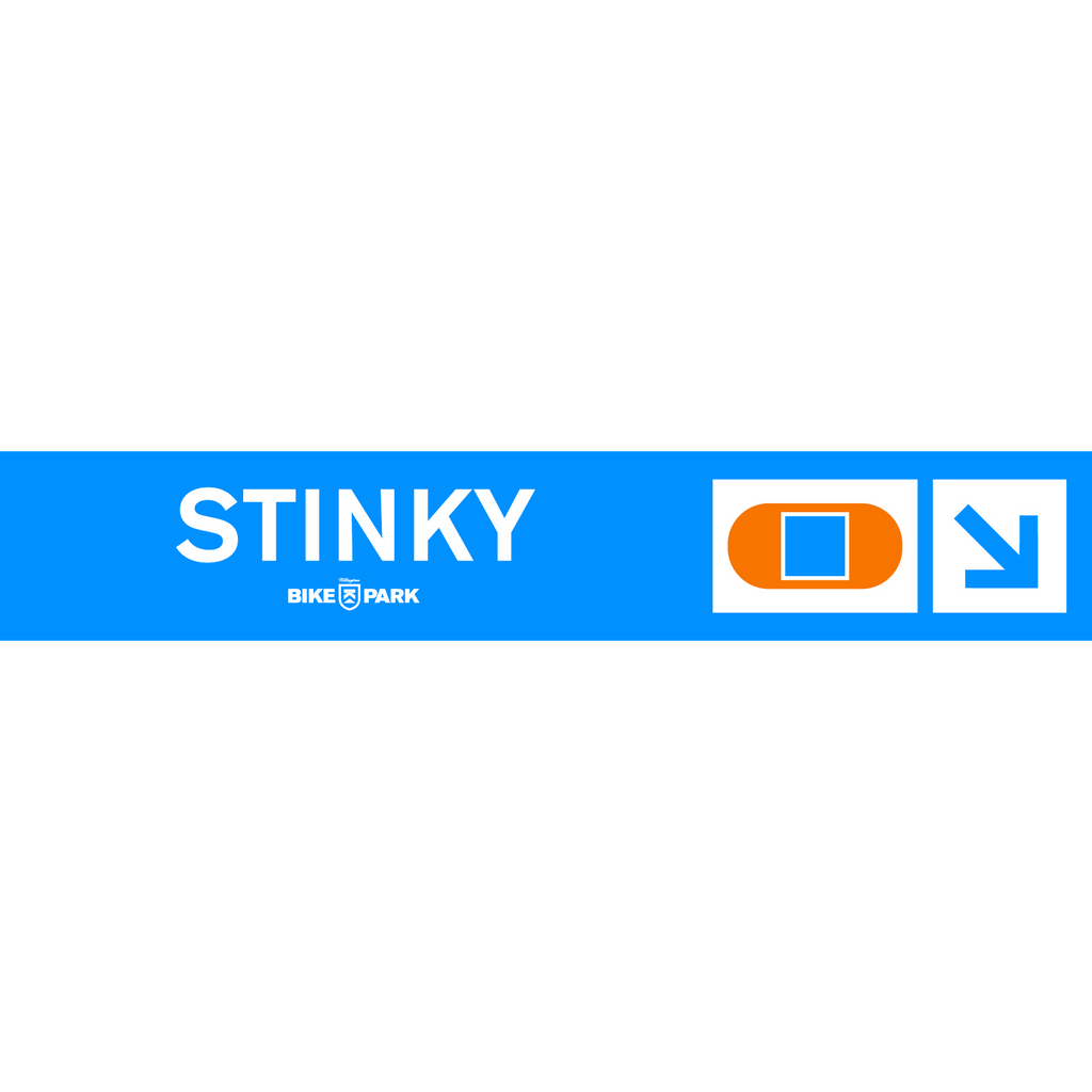 Stinky Mountain Bike Trail Sign - Blue-Killington Logo-Killington Sports