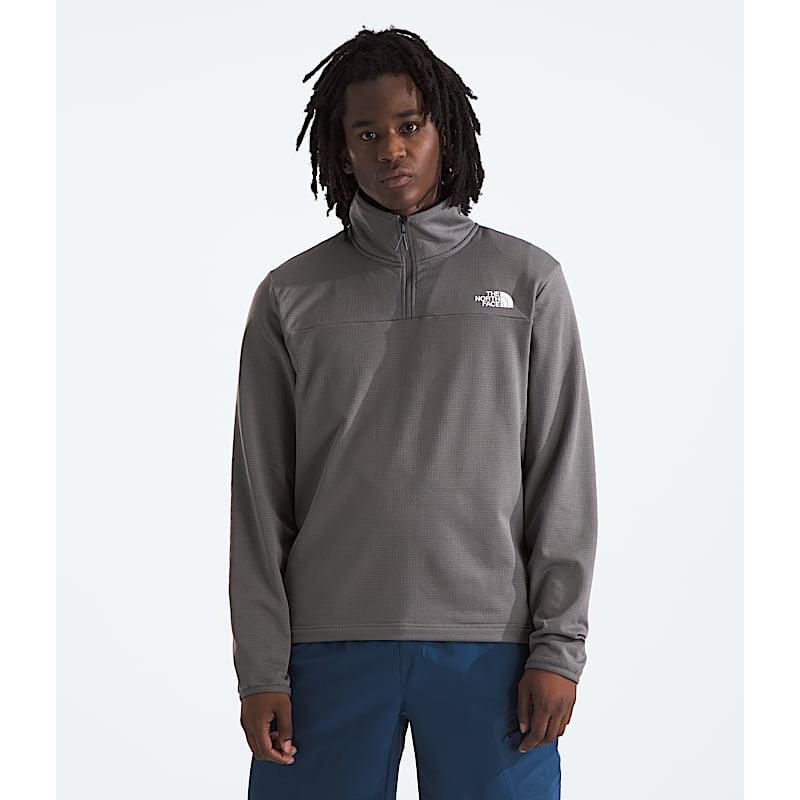 The North Face Men's Cedar Trail Grid Fleece 1/4 Zip-Smoked Pearl-Killington Sports