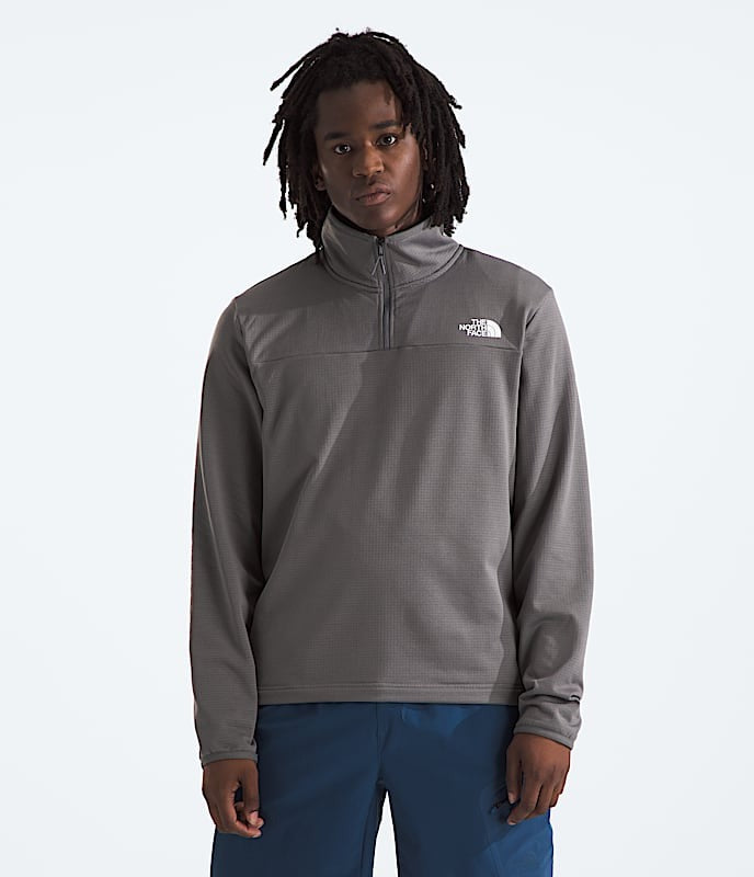 The North Face Men's Cedar Trail Grid Fleece 1/4 Zip-Smoked Pearl-Killington Sports