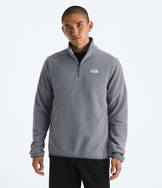 The North Face Men's Glacier Fleece 1/4 Zip Jacket-TNF Mid Grey Heather-Killington Sports