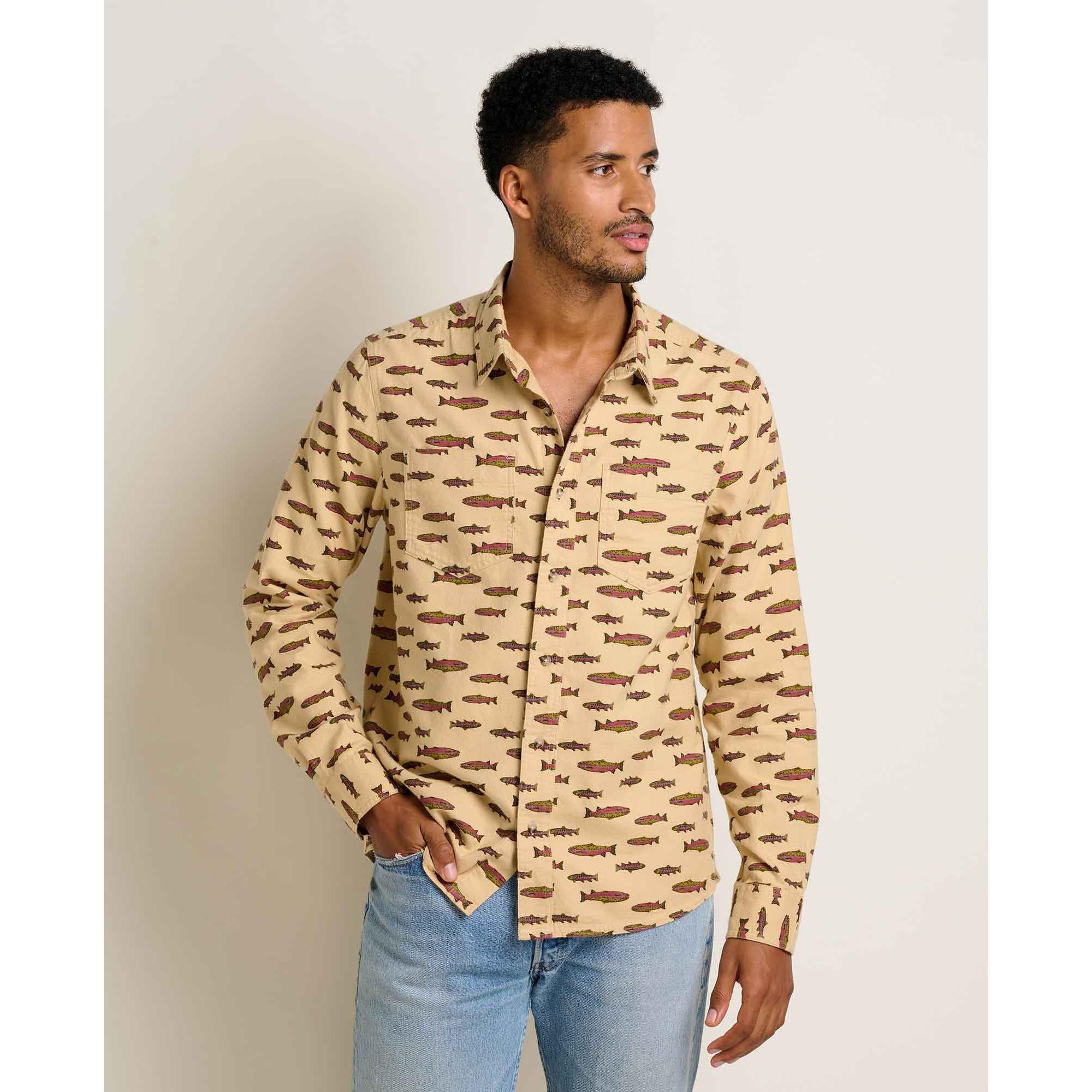Toad & Co Men's Pinevale Long Sleeve Shirt-Chai Trout Print-Killington Sports