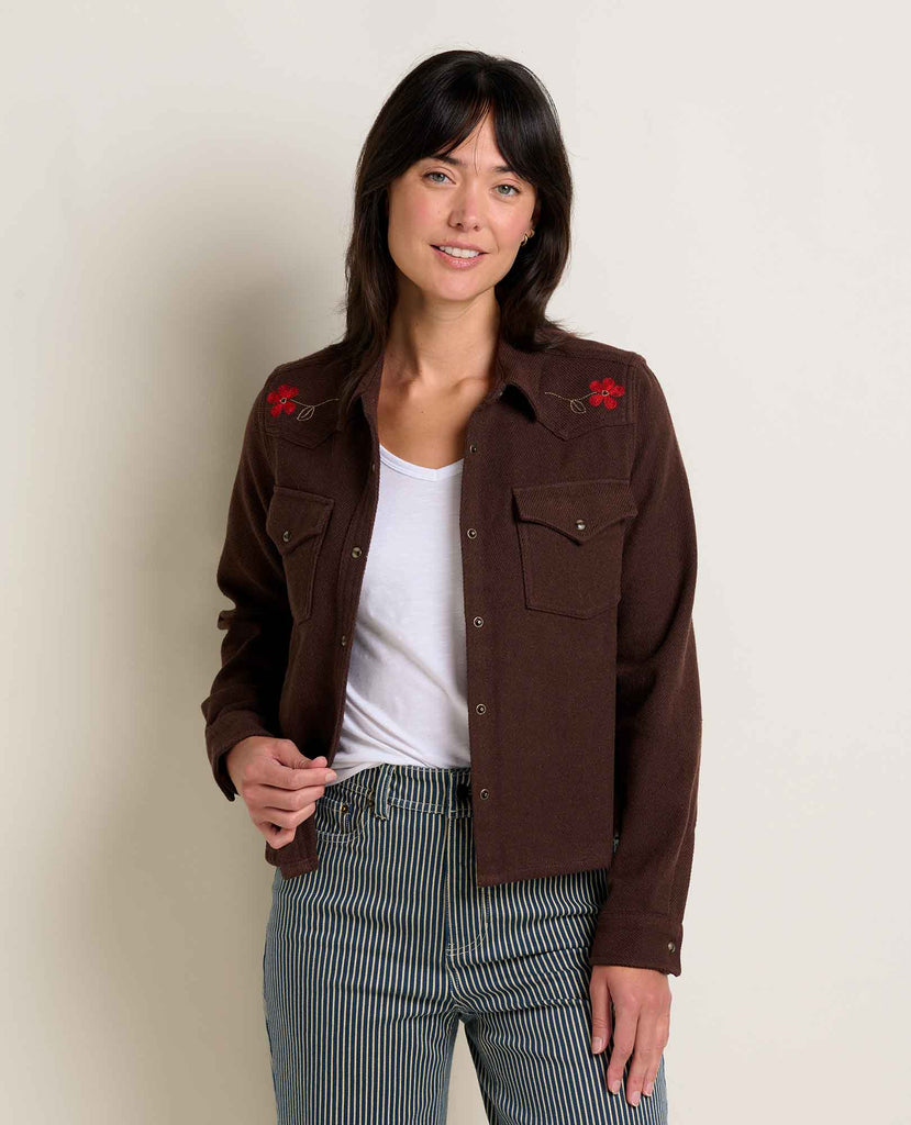 Toad & Co Women's Conifer Western Long Sleeve Shirt-Chestnut Embroidery-Killington Sports