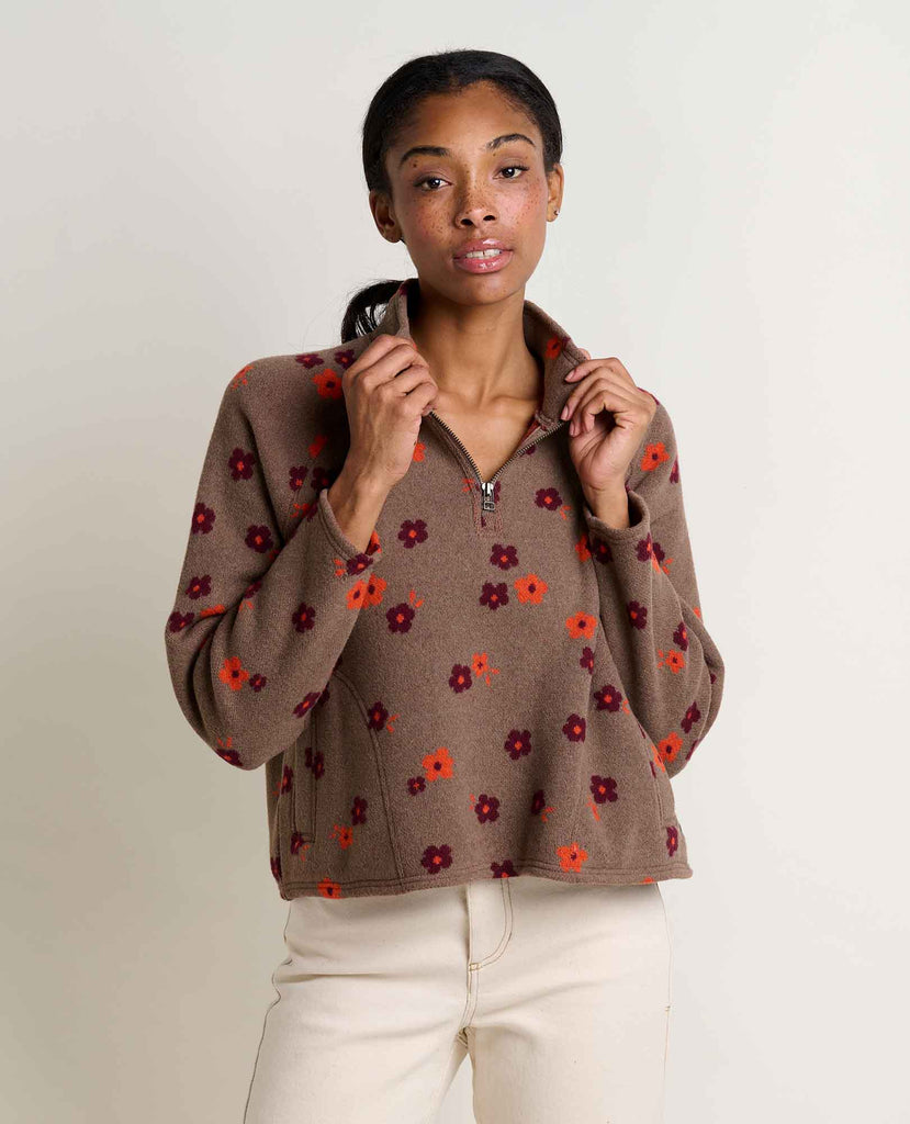 Toad & Co Women's Kennicott 1/4 Zip-Falcon Brown Flowers-Killington Sports