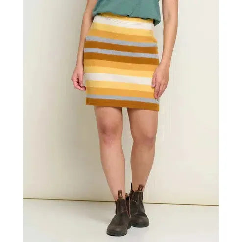 Toad & Co Women's Merino Heartfelt Sweater Skirt-Acorn Stripe-Killington Sports