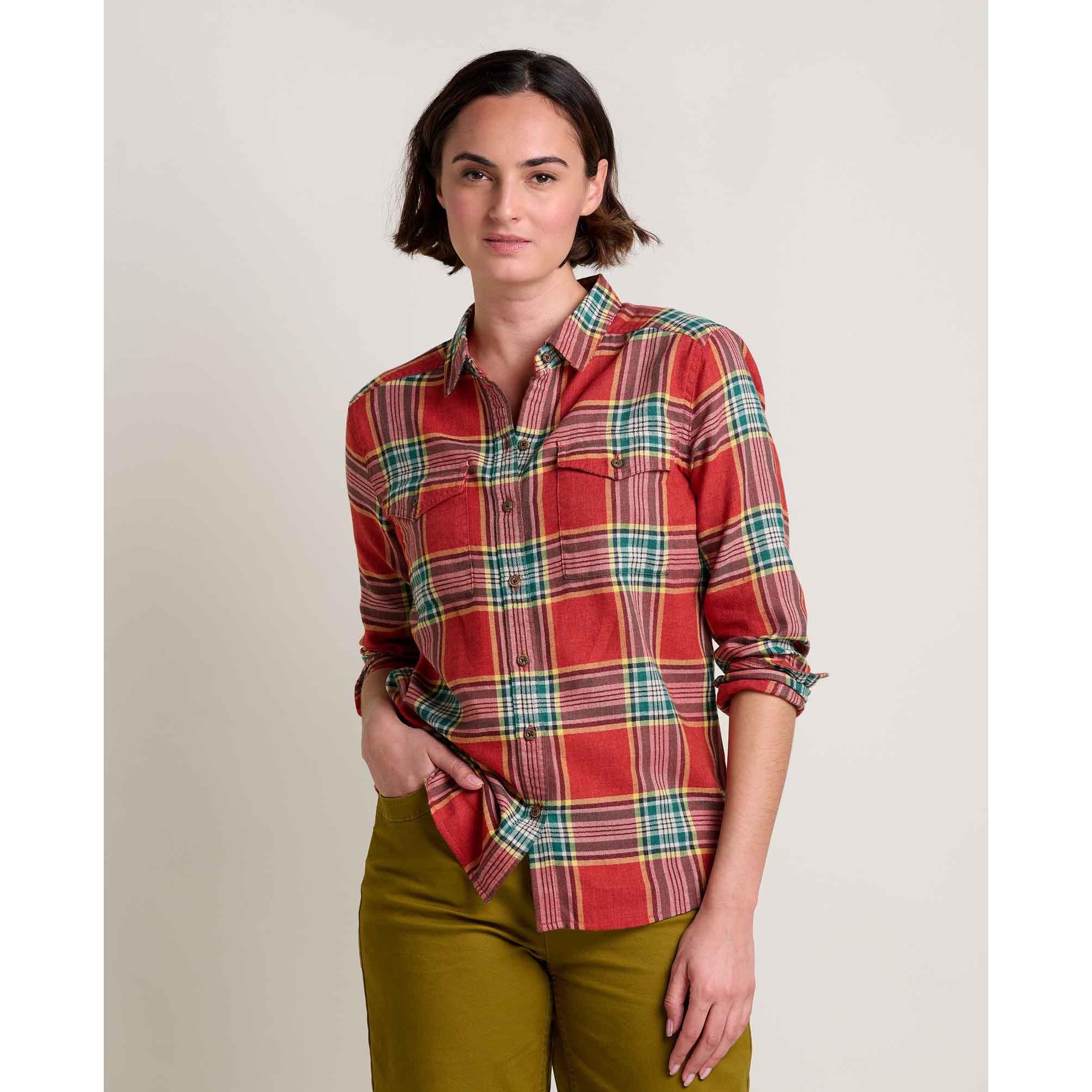 Toad & Co Women's Re-Form Flannel Long Sleeve Shirt-Campfire Windowpane-Killington Sports
