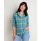 Toad & Co Women's Re-Form Flannel Long Sleeve Shirt-Glacier Large Windowpane-Killington Sports