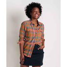 Toad & Co Women's Re-Form Flannel Long Sleeve Shirt-Umber Madras-Killington Sports