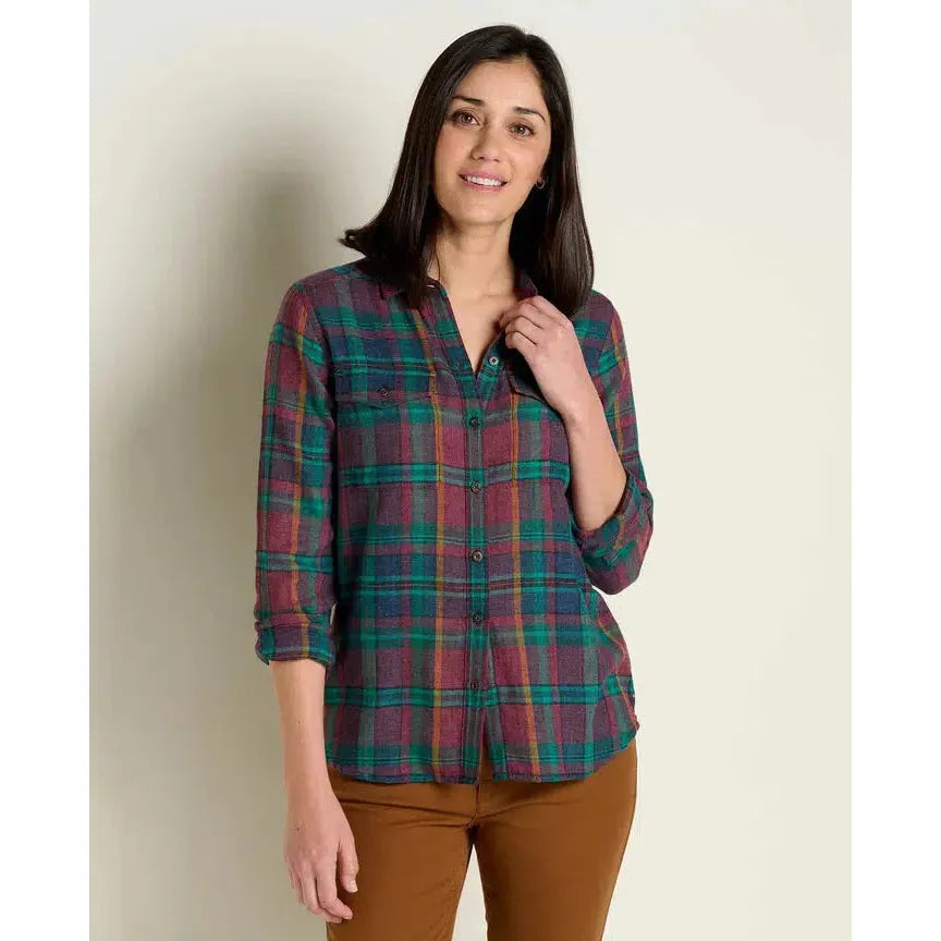 Toad & Co Women's Re-Form Flannel Longsleeve Shirt-Winterberry-Killington Sports