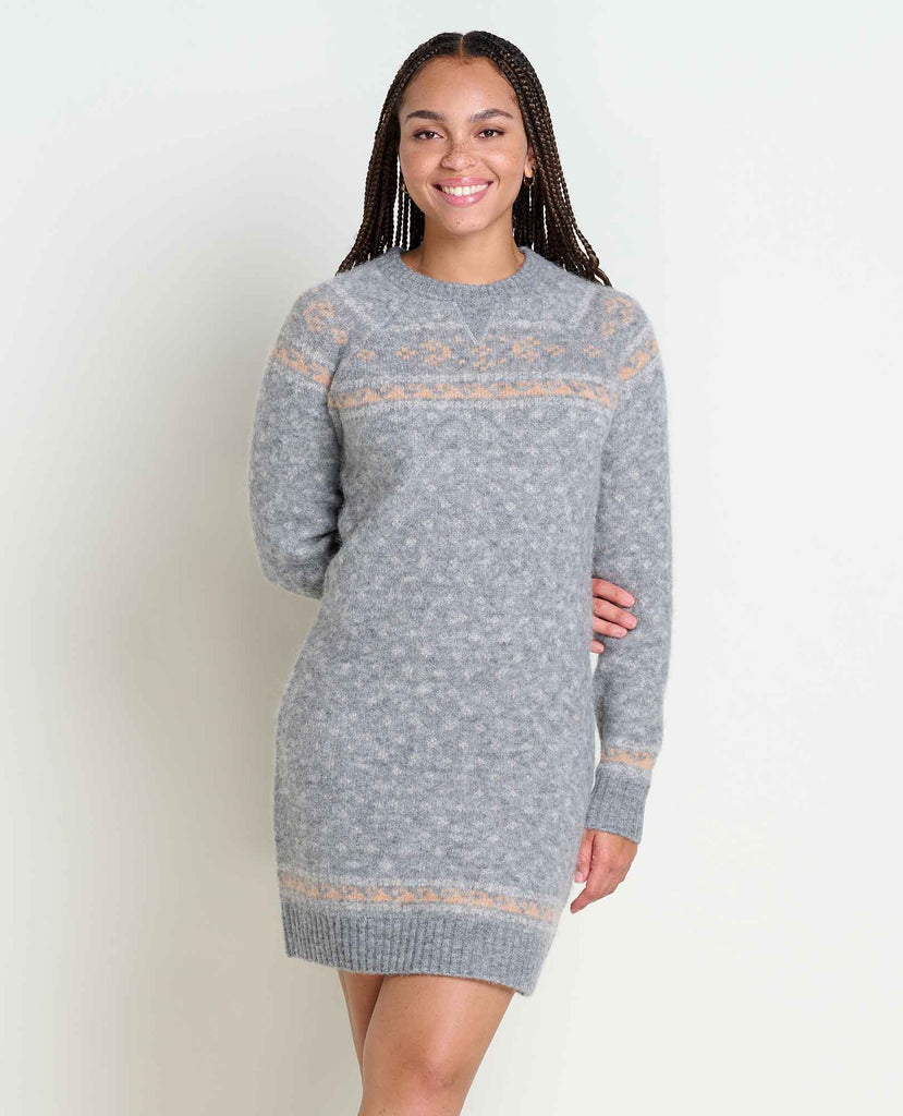 Toad & Co Women's Toddy Crew Sweater Dress-Heather Grey Fair Isle-Killington Sports