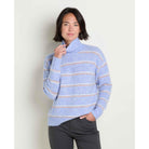 Toad & Co Women's Toddy T-Neck Sweater-Weathered Blue Pattern-Killington Sports
