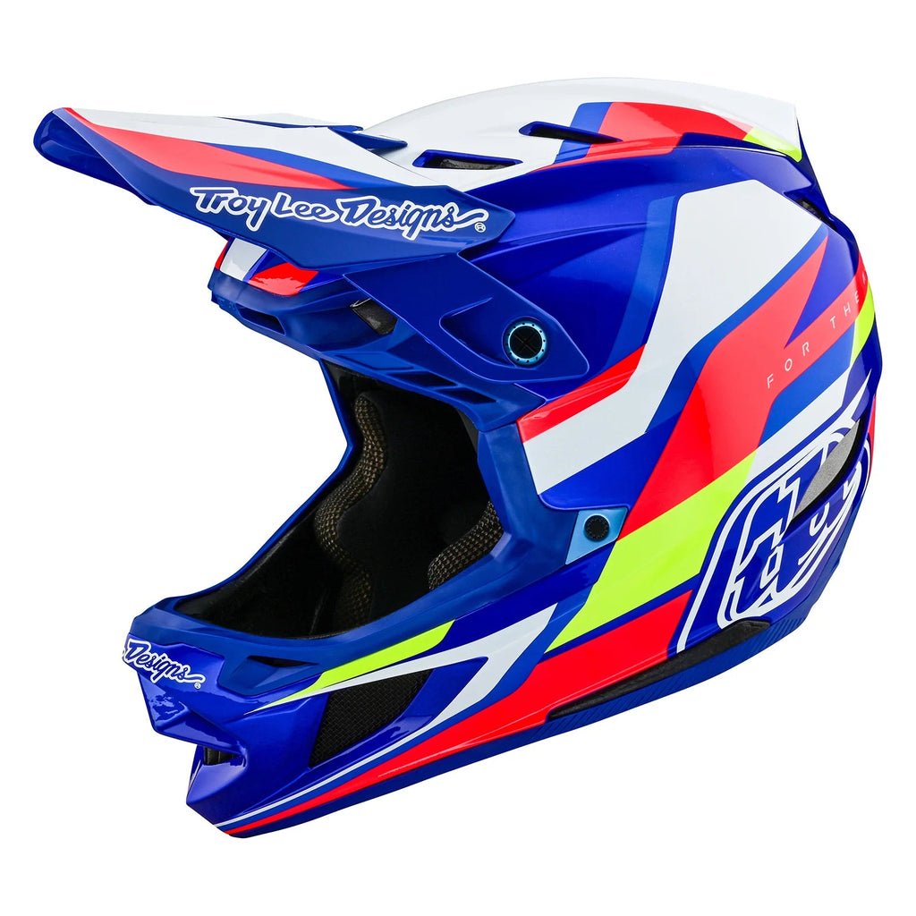 Troy Lee Designs D4 Composite Helmet Omega w/MIPS-White/Blue-Killington Sports