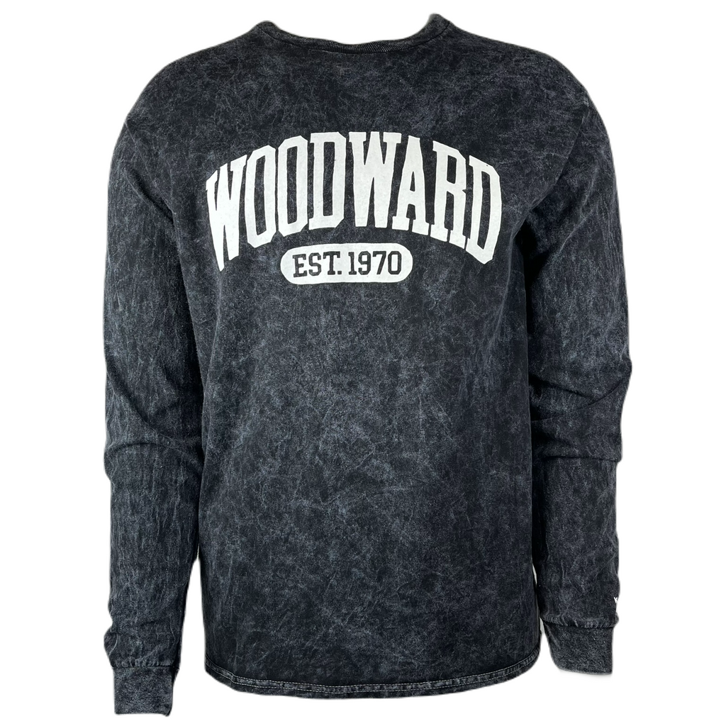 Woodward College Arch Mineral Wash Long Sleeve T-Shirt-Black-Killington Sports