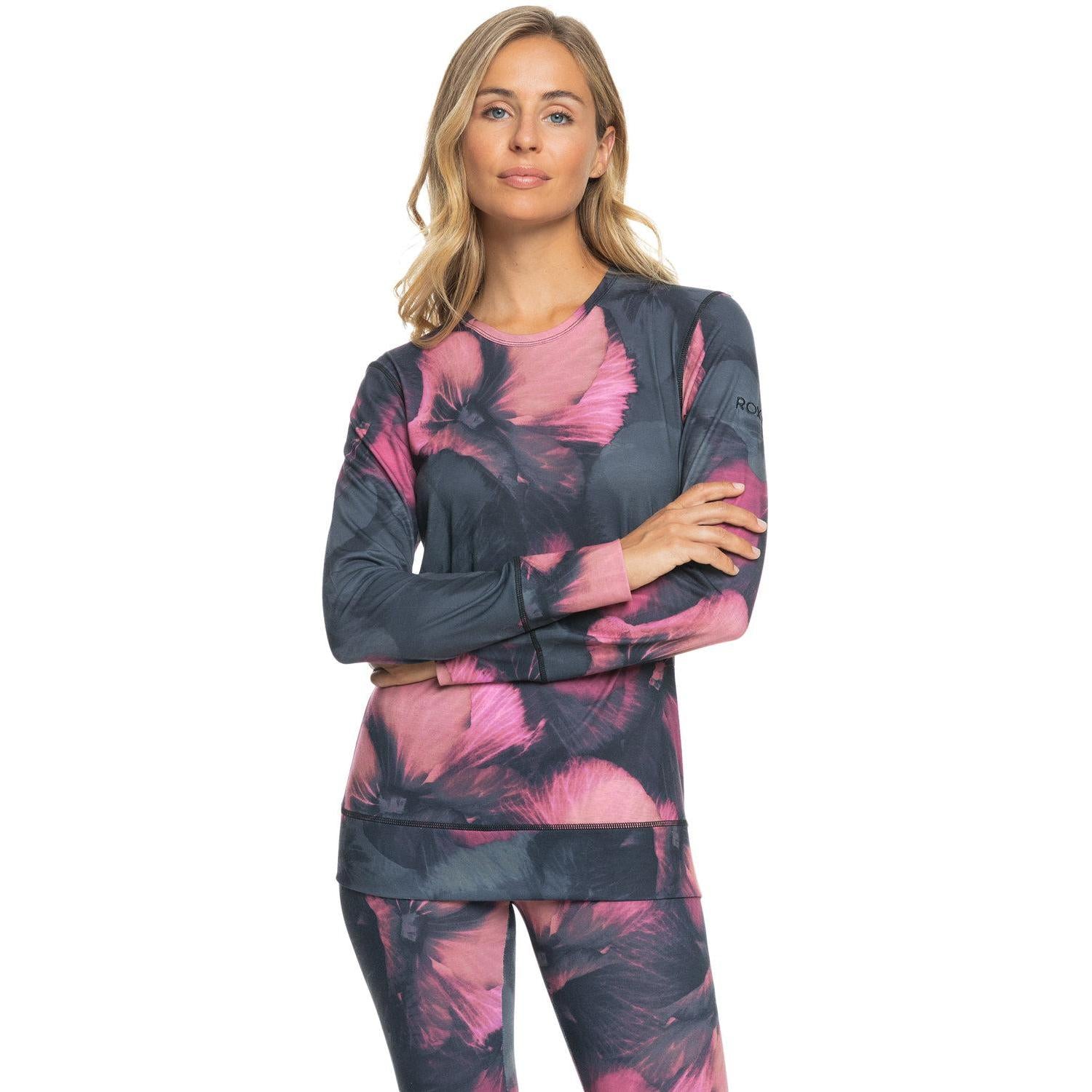 Roxy Women's Daybreak Technical Base Layer Top-True Black Pansy Pansy-Killington Sports